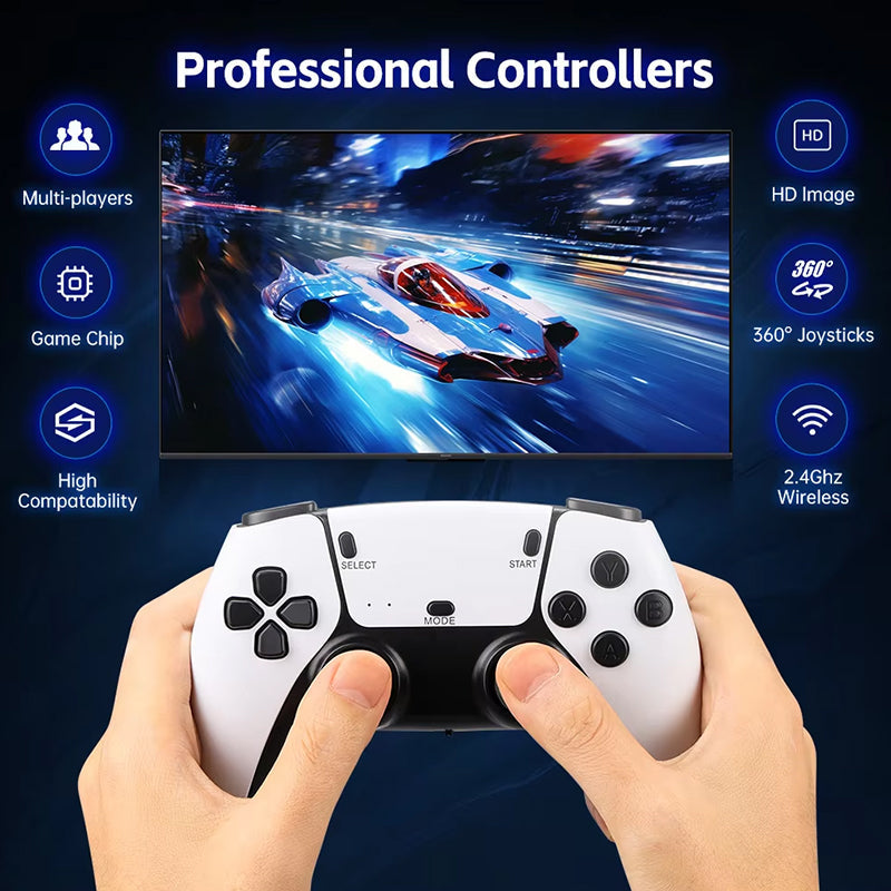 2.4G Wireless Game Console โ Retro Games, Dual Controllers & HD Streaming