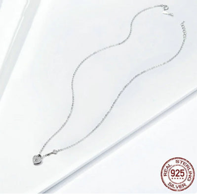 White Gold Plated Heart Lock Necklace
