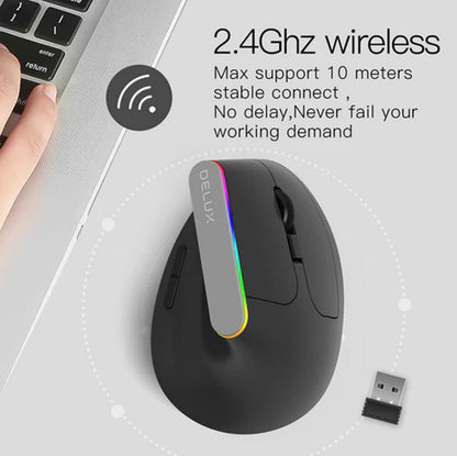 M618C RGB Vertical Wireless Mouse – Ergonomic Hand-Held Design for Pain-Free Control
