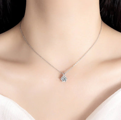 Titanium Steel Snowflake Zircon Necklace