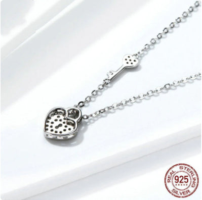 White Gold Plated Heart Lock Necklace