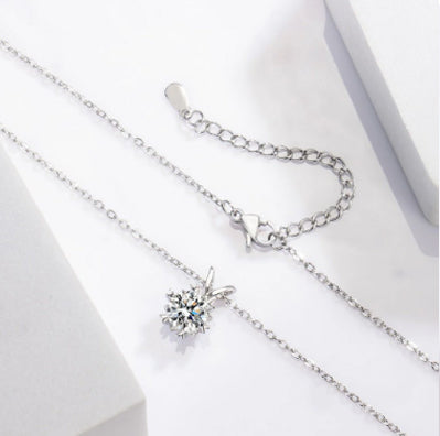 Titanium Steel Snowflake Zircon Necklace