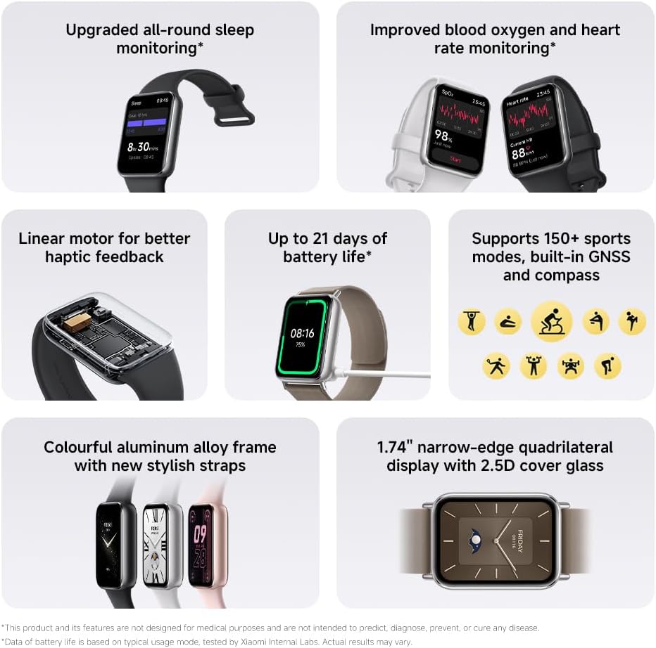 7+1 Smart Watch | Smart Band in Black