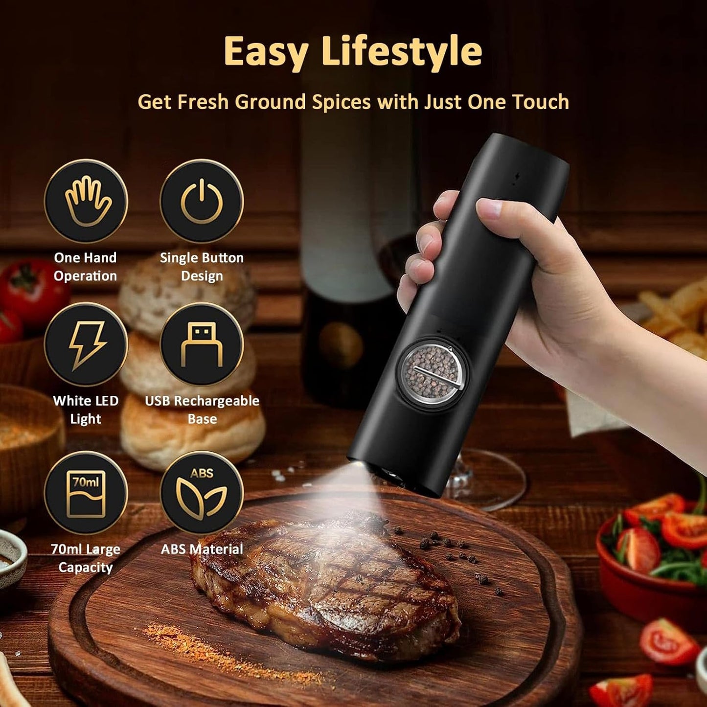 Rechargeable Electric Pepper And Salt Grinder