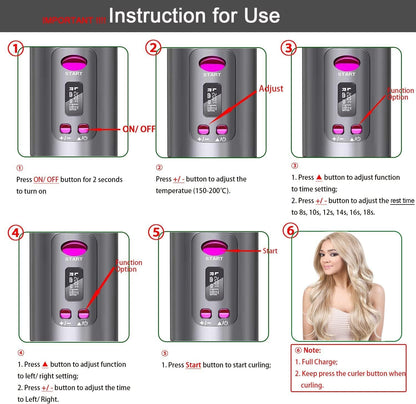 Cordless Automatic Hair Curler – Perfect Curls Anytime, Anywhere!