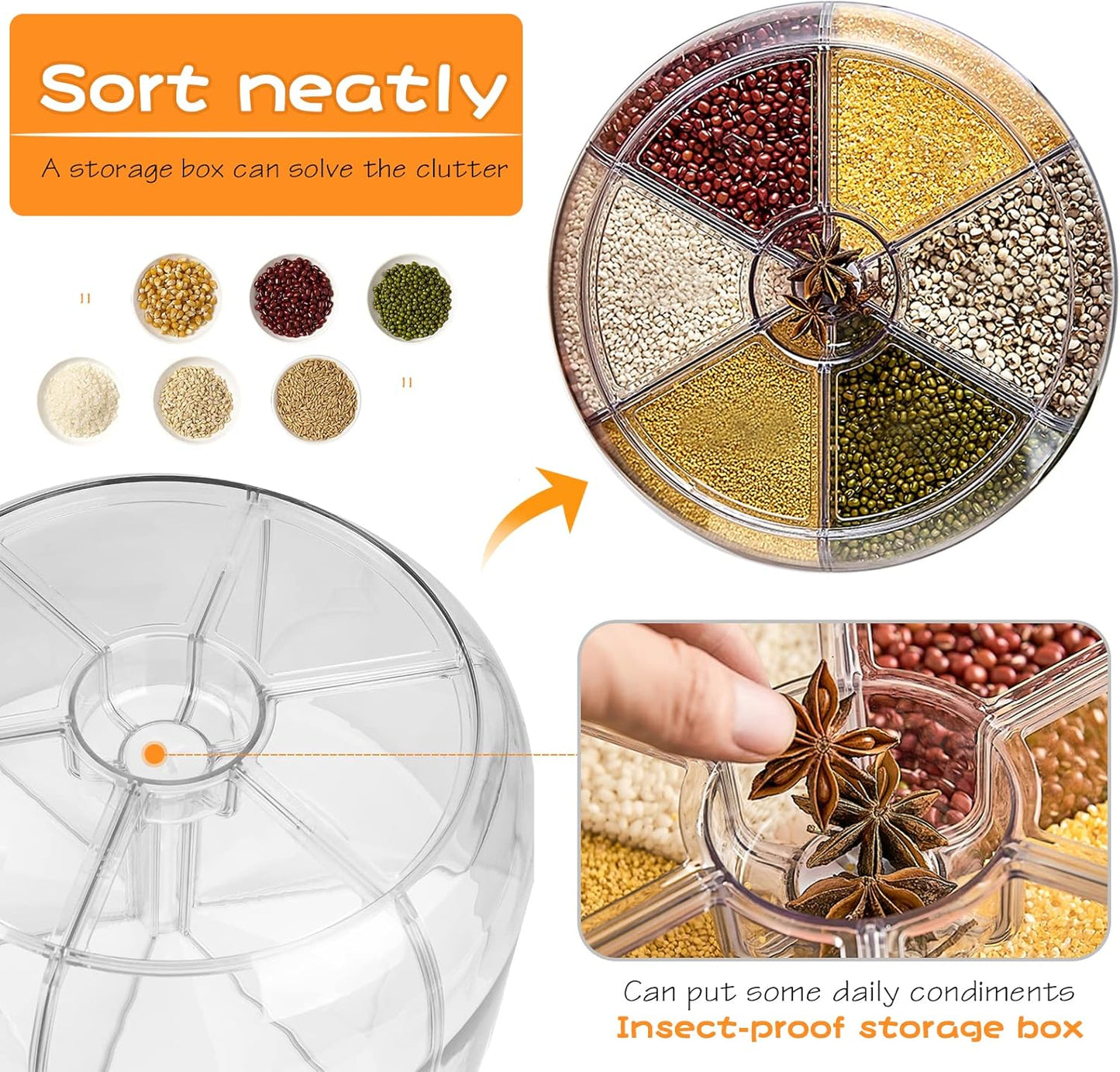 360° rotating food dispenser, Grain Storage Container Dispenser