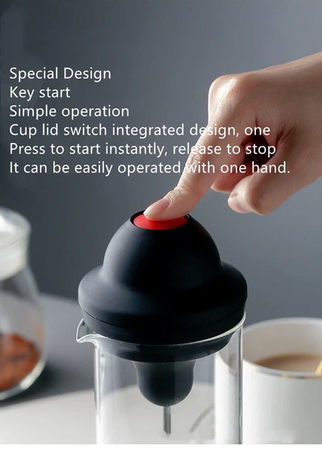 Electric Milk Frother – Creamy Latte Maker & Beverage Mixing Cup