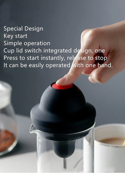 Electric Milk Frother – Creamy Latte Maker & Beverage Mixing Cup