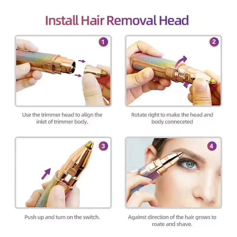 2-in-1 Rechargeable Facial Hair Remover & Eyebrow Razor