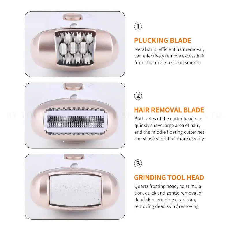 Portable 3 in 1 Women Electric Hair Remover Painless Electric Lady's Hair Remover Epilator