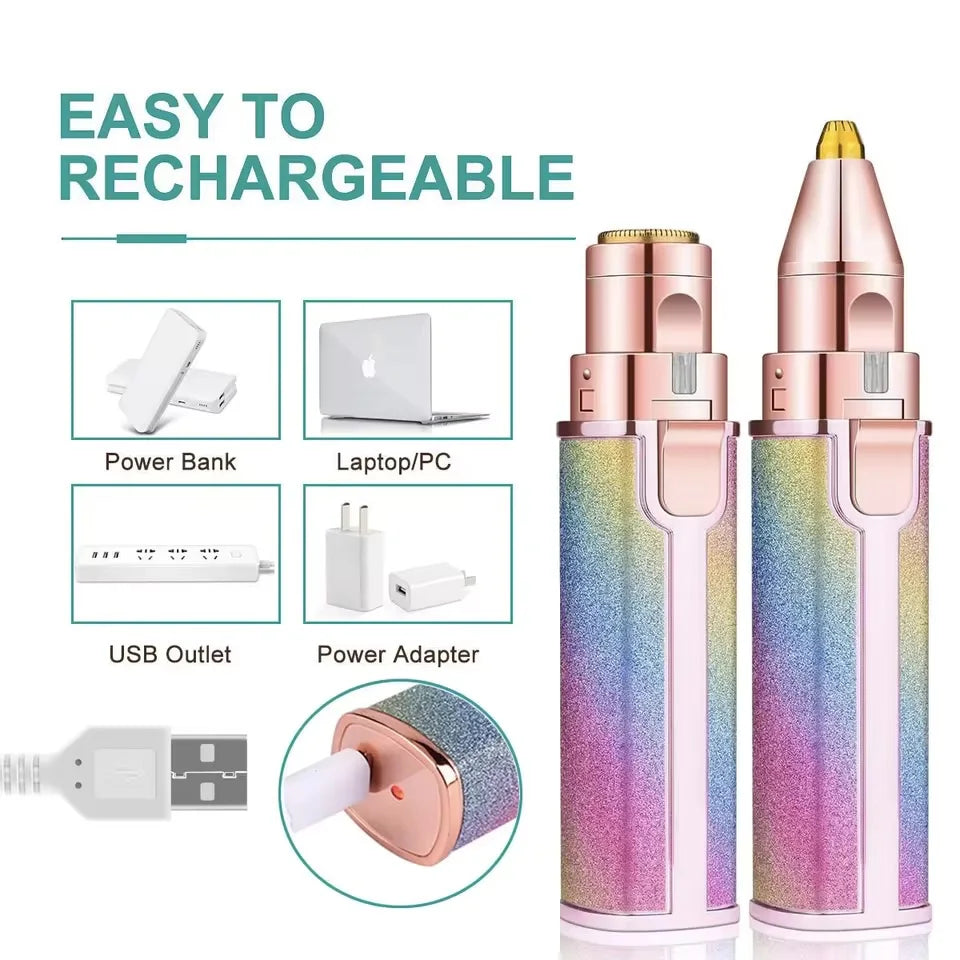 2-in-1 Rechargeable Facial Hair Remover & Eyebrow Razor