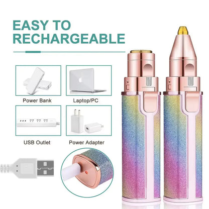 2-in-1 Rechargeable Facial Hair Remover & Eyebrow Razor