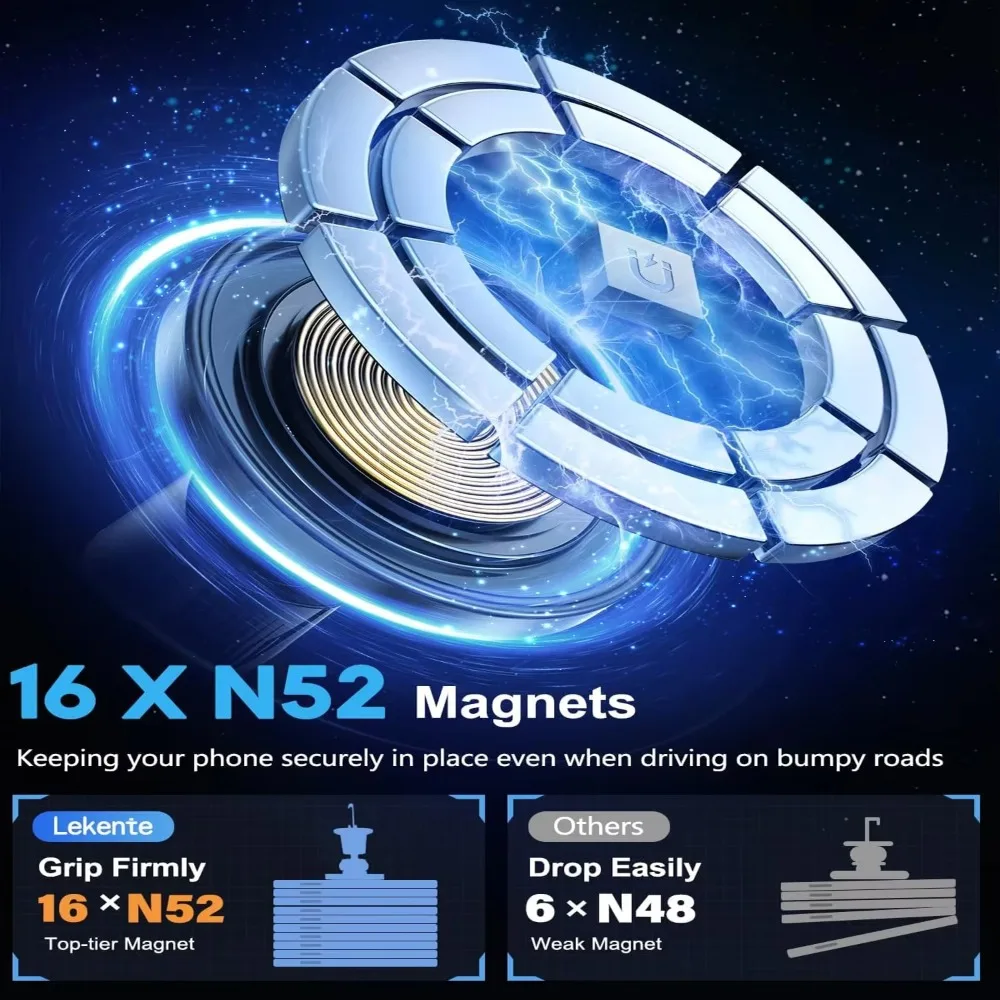 Mini Car Wireless Charger | MagSafe-Compatible Dashboard Mount