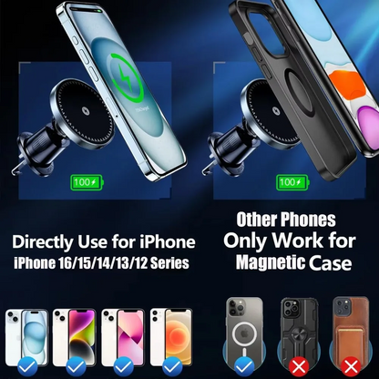 Mini Car Wireless Charger | MagSafe-Compatible Dashboard Mount