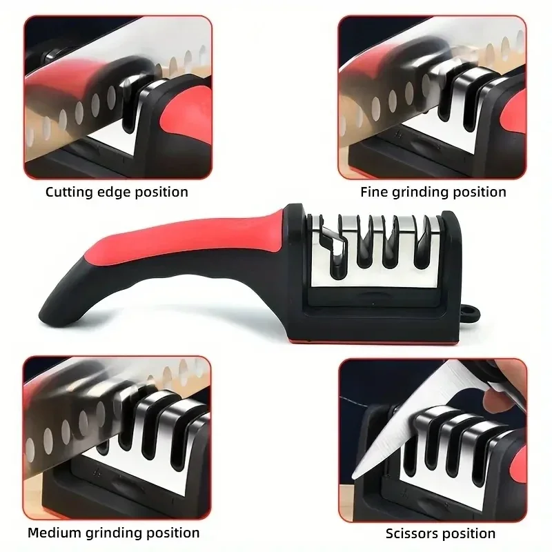 3-Stage Knife Sharpener | Stainless Steel | Kitchen Tools Sharpening Stone