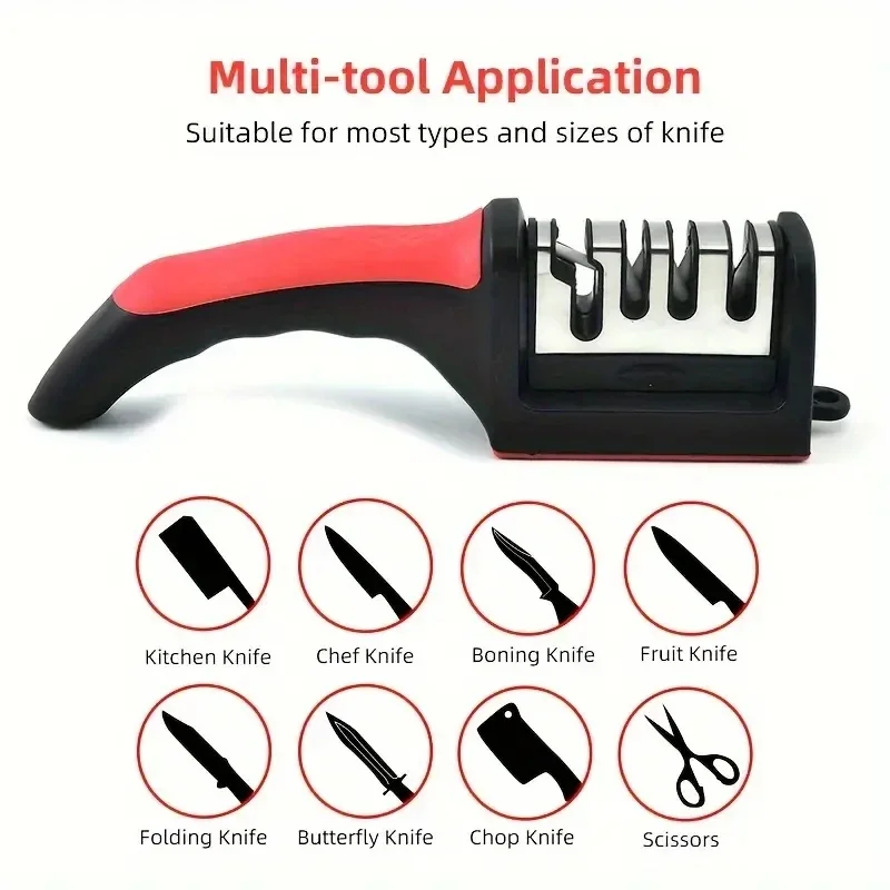 3-Stage Knife Sharpener | Stainless Steel | Kitchen Tools Sharpening Stone