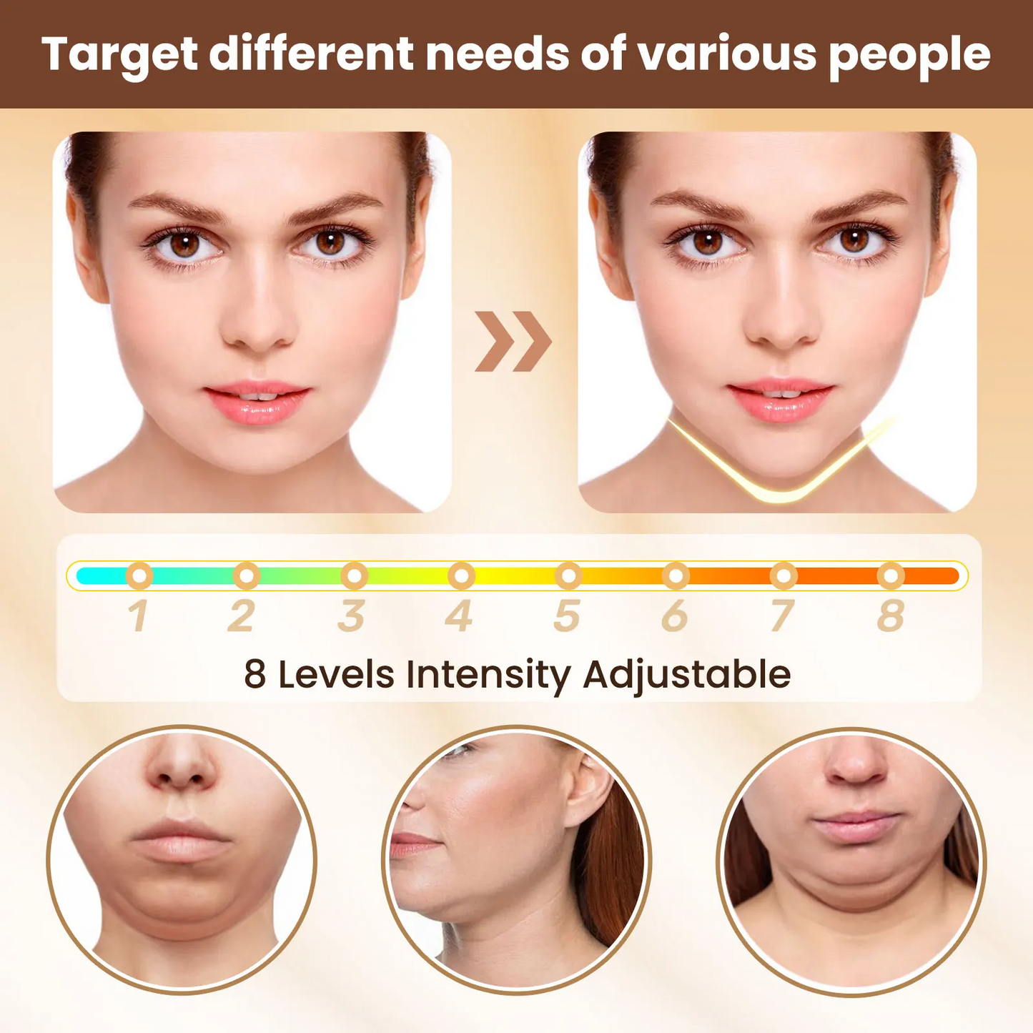 EMS V-Face Lifting Device | 6 Modes | 8 Levels Firming Care