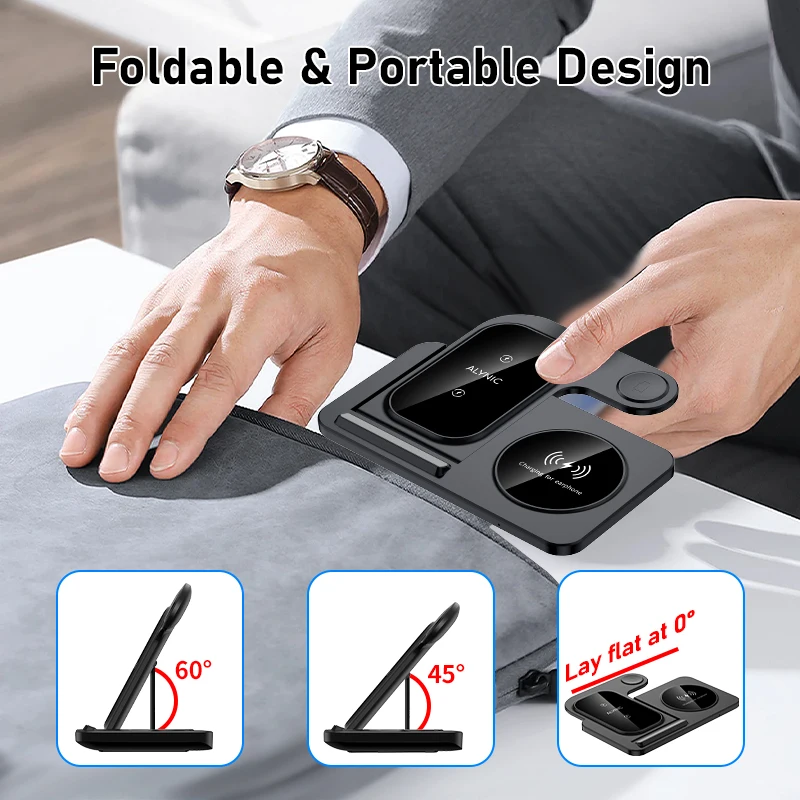 Fast Wireless Charger Stand | Foldable Charging Dock for iPhone 12–16 Pro Max, Apple Watch & AirPods