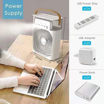 3-in-1 Portable Air Cooler Fan | LED Night Light, Humidifier & Adjustable Air for Home & Office