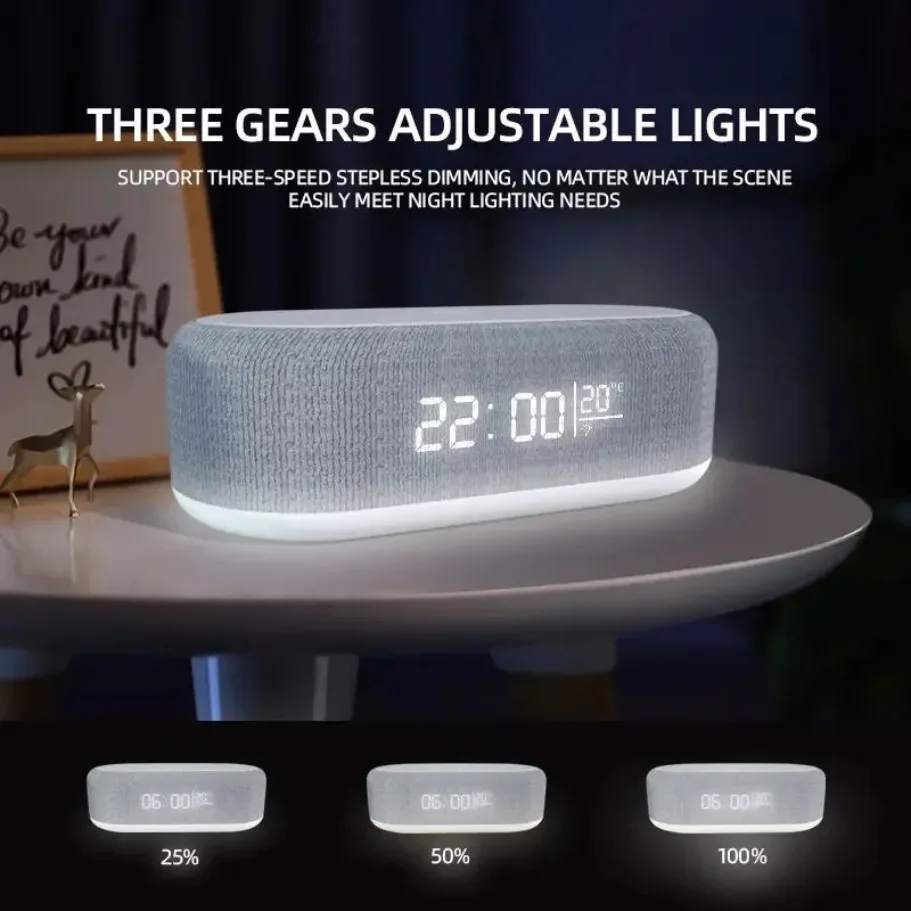 Alarm Clock Wireless Charger | Phone Dock, Night Lamp, Desk Thermometer & Fast Charging for iPhone 13–17
