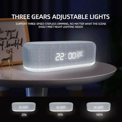 Alarm Clock Wireless Charger | Phone Dock, Night Lamp, Desk Thermometer & Fast Charging for iPhone 13–17