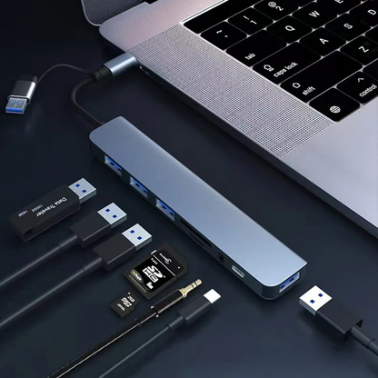 8-in-2 USB & Type-C HUB | Docking Station with Audio Jack, Micro SD Reader for Laptop, Tablet & Phone