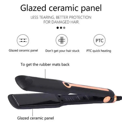 2-in-1 Ceramic Iron | Adjustable Temp & Anti-Frizz Styling Tool