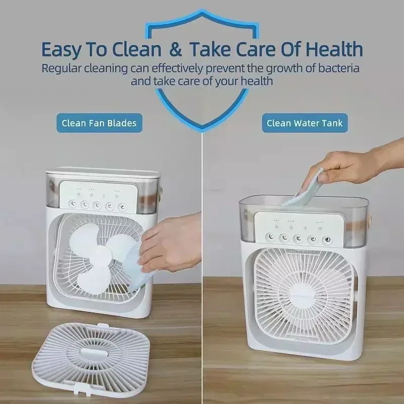 3-in-1 Portable Air Cooler Fan | LED Night Light, Humidifier & Adjustable Air for Home & Office