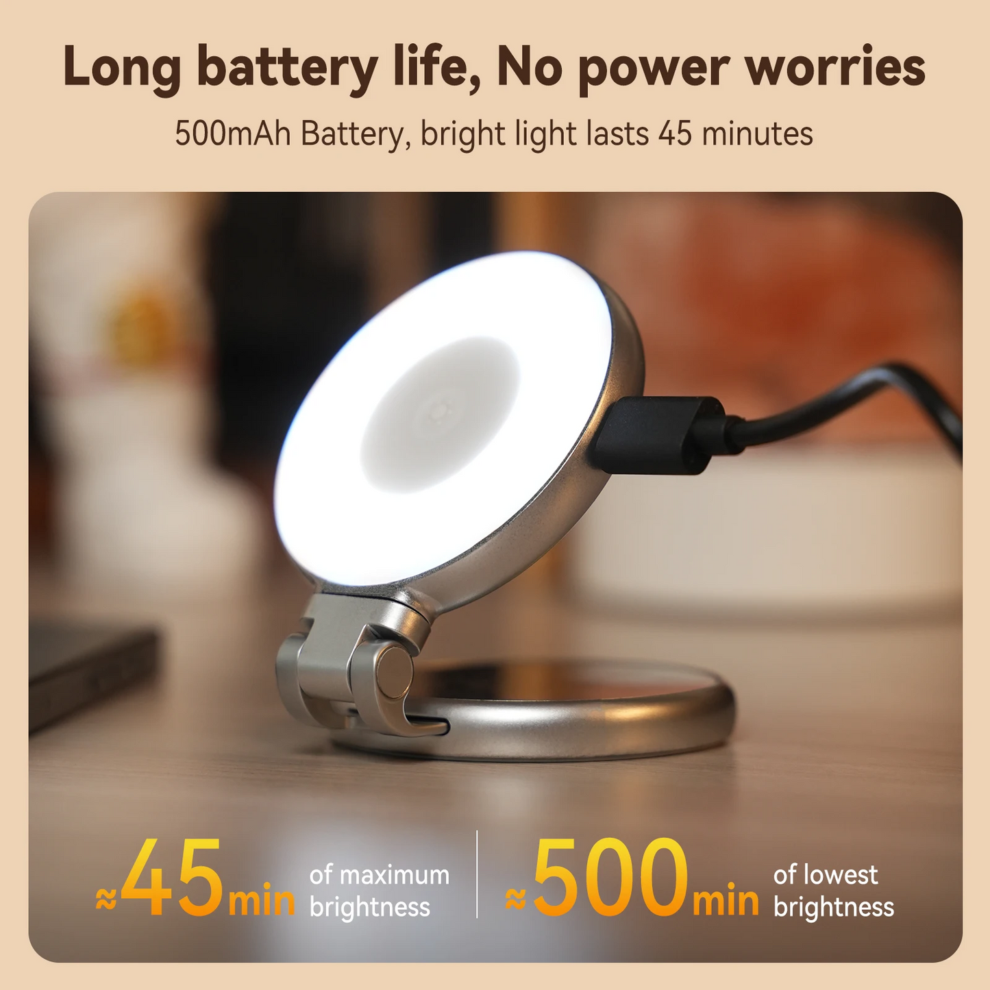 Mini Magnetic Fill Light | 3-Level Brightness | Selfie LED for iPhone & Android Phones