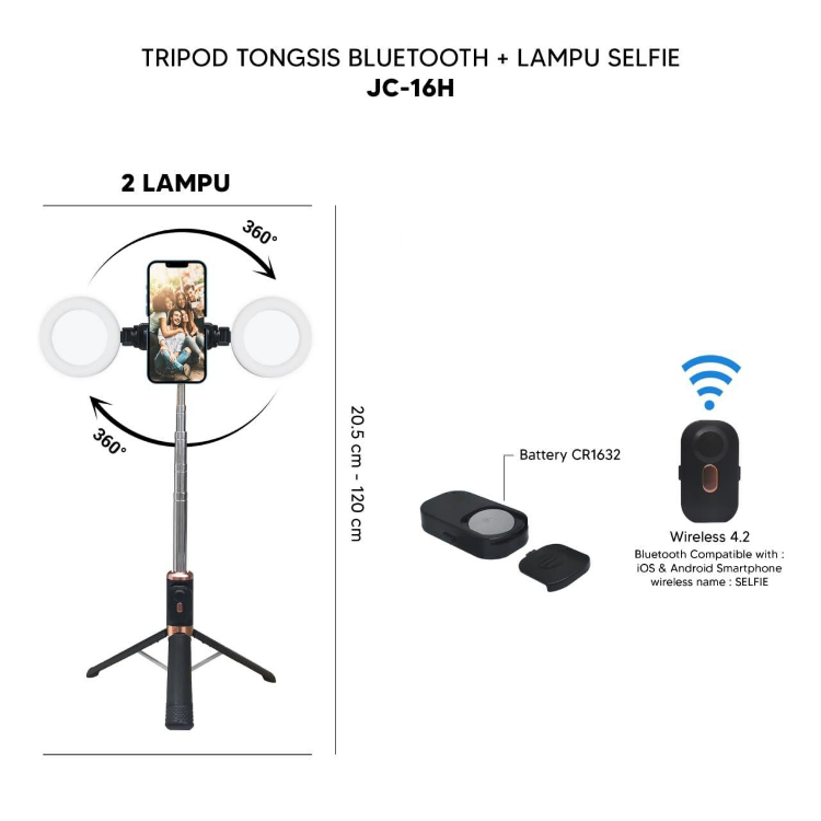 2-in-1 Expandable Wireless Bluetooth Selfie Stick
